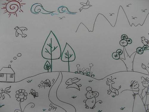 2020小学生画春天景色简单图画_画一幅春天来了的简画