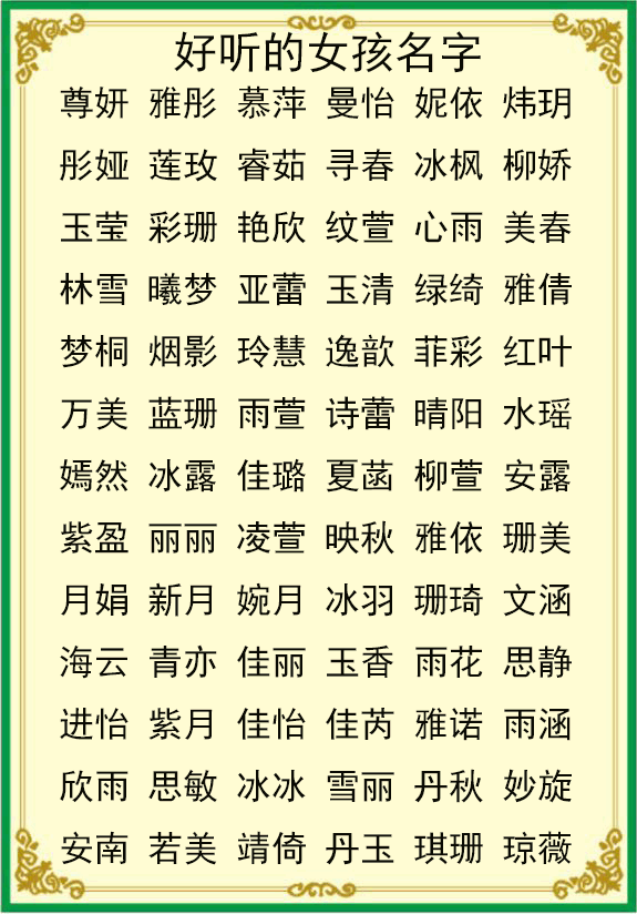 小孩起名大全女孩小名_小孩起名大全女孩小名