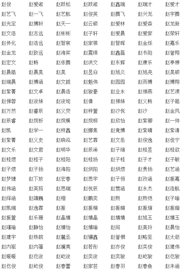 起名姓赵男孩名字大全_siteliemingwang.com 姓赵起名大全男孩名_姓赵男孩名字大全2016